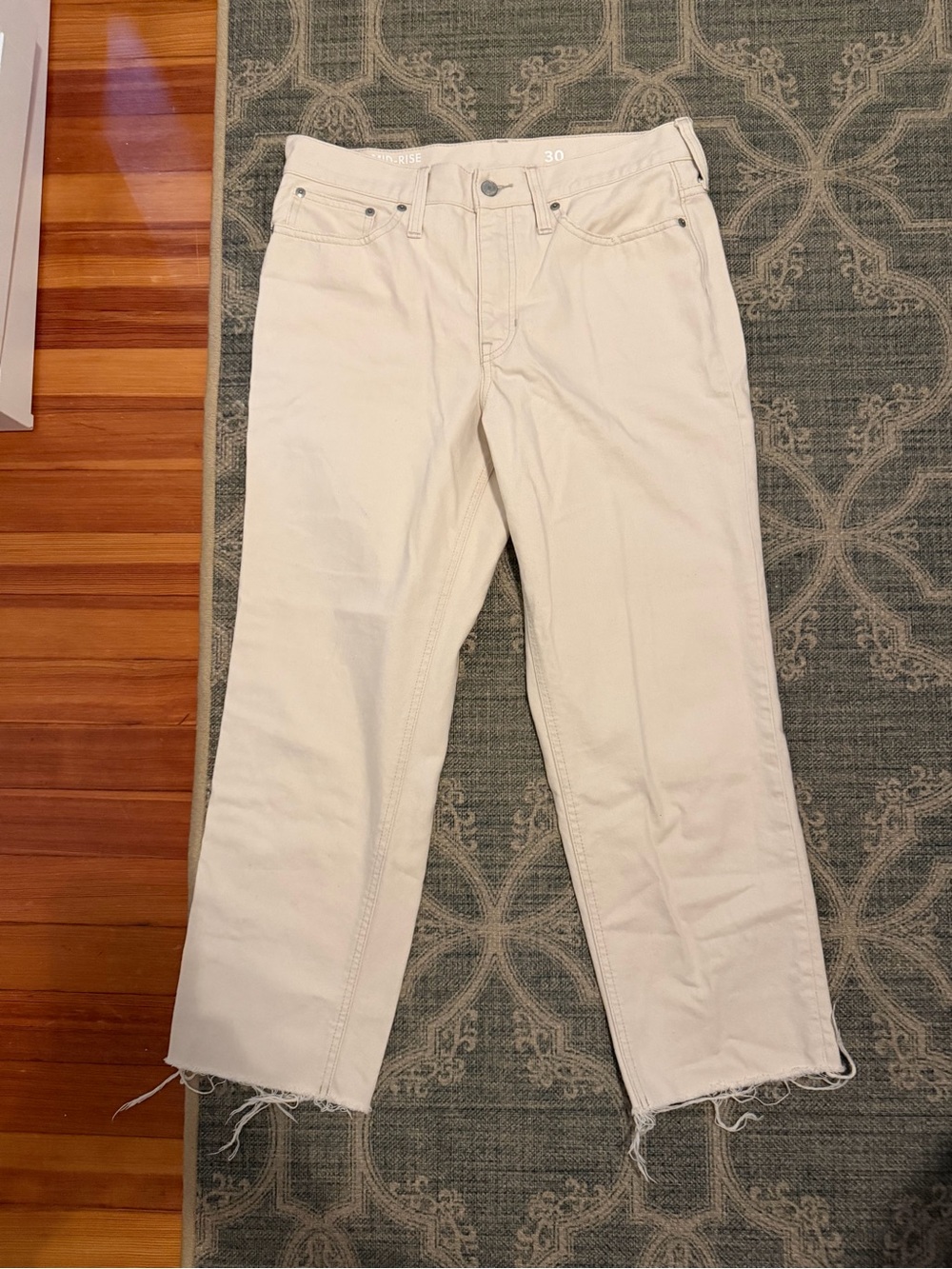 J. Crew Off White Mid-Rise Straight-Leg Jeans